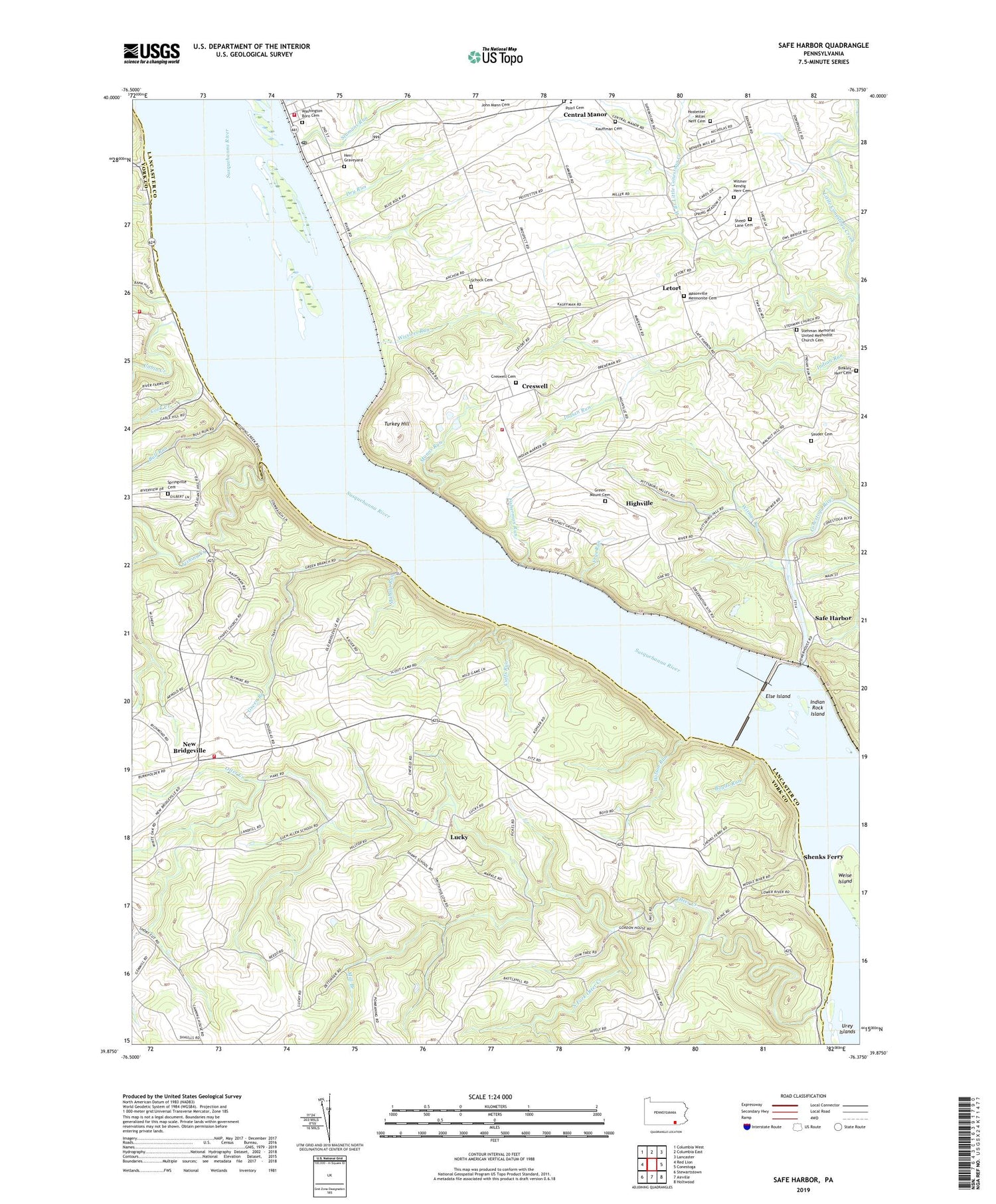 Safe Harbor Pennsylvania US Topo Map Image
