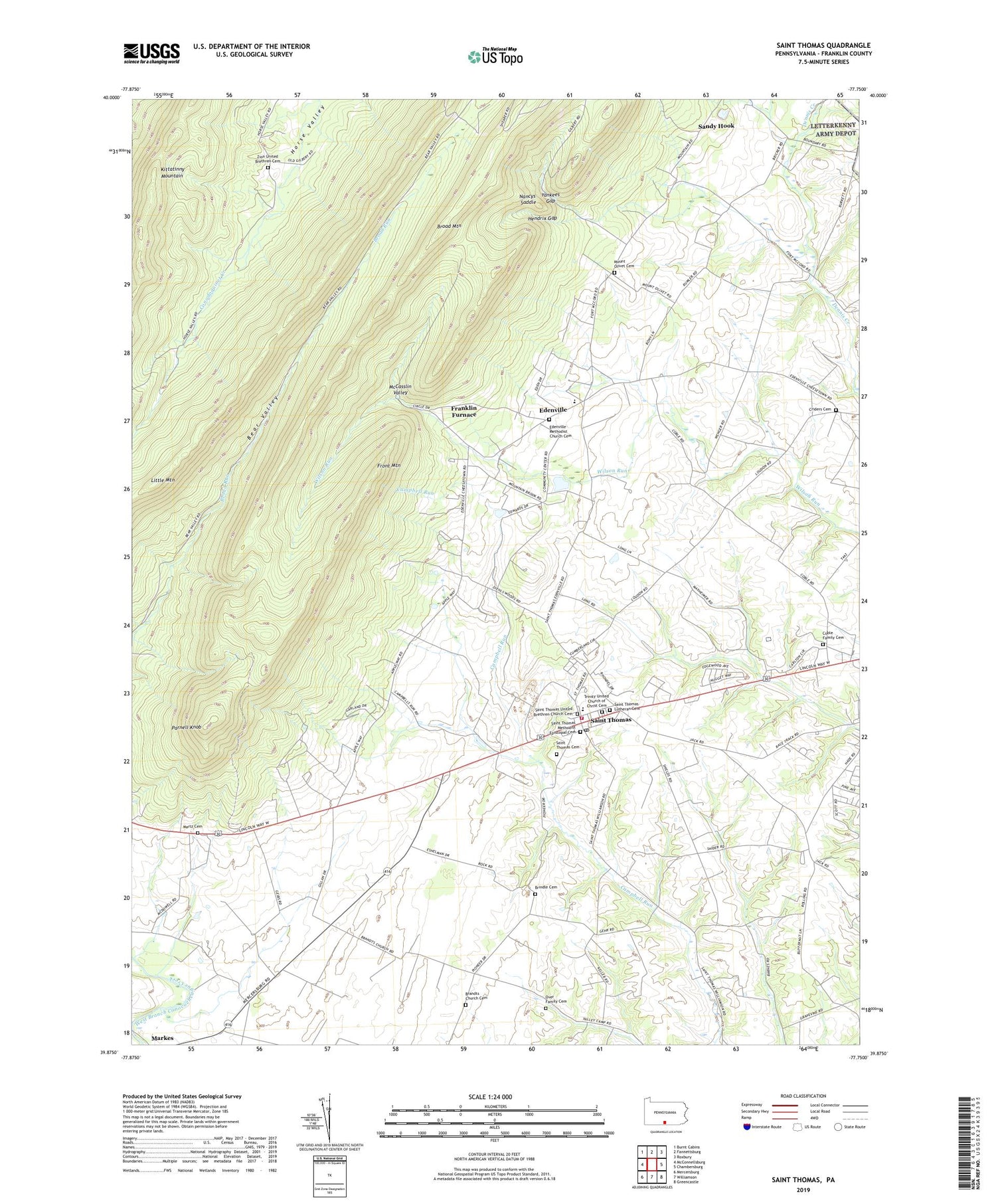 Saint Thomas Pennsylvania US Topo Map Image