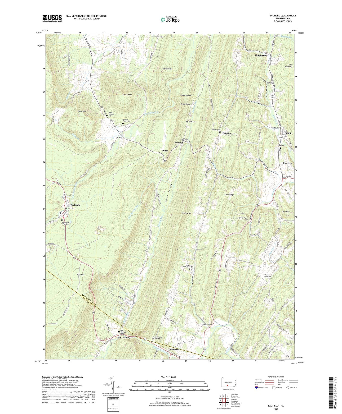 Saltillo Pennsylvania US Topo Map Image