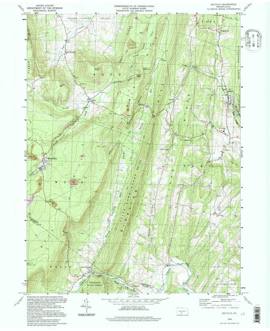 Classic USGS Saltillo Pennsylvania 7.5'x7.5' Topo Map Image