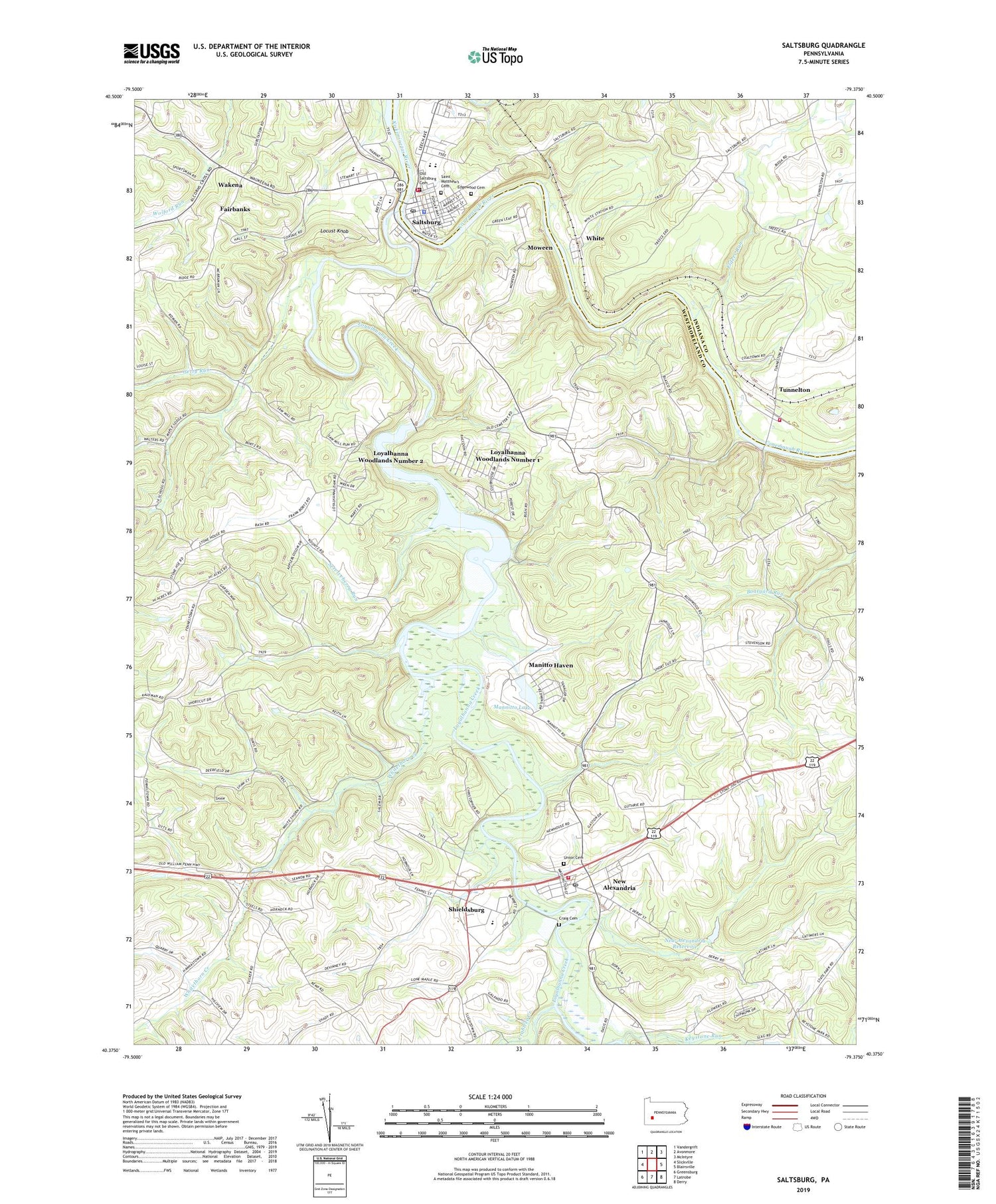 Saltsburg Pennsylvania US Topo Map Image