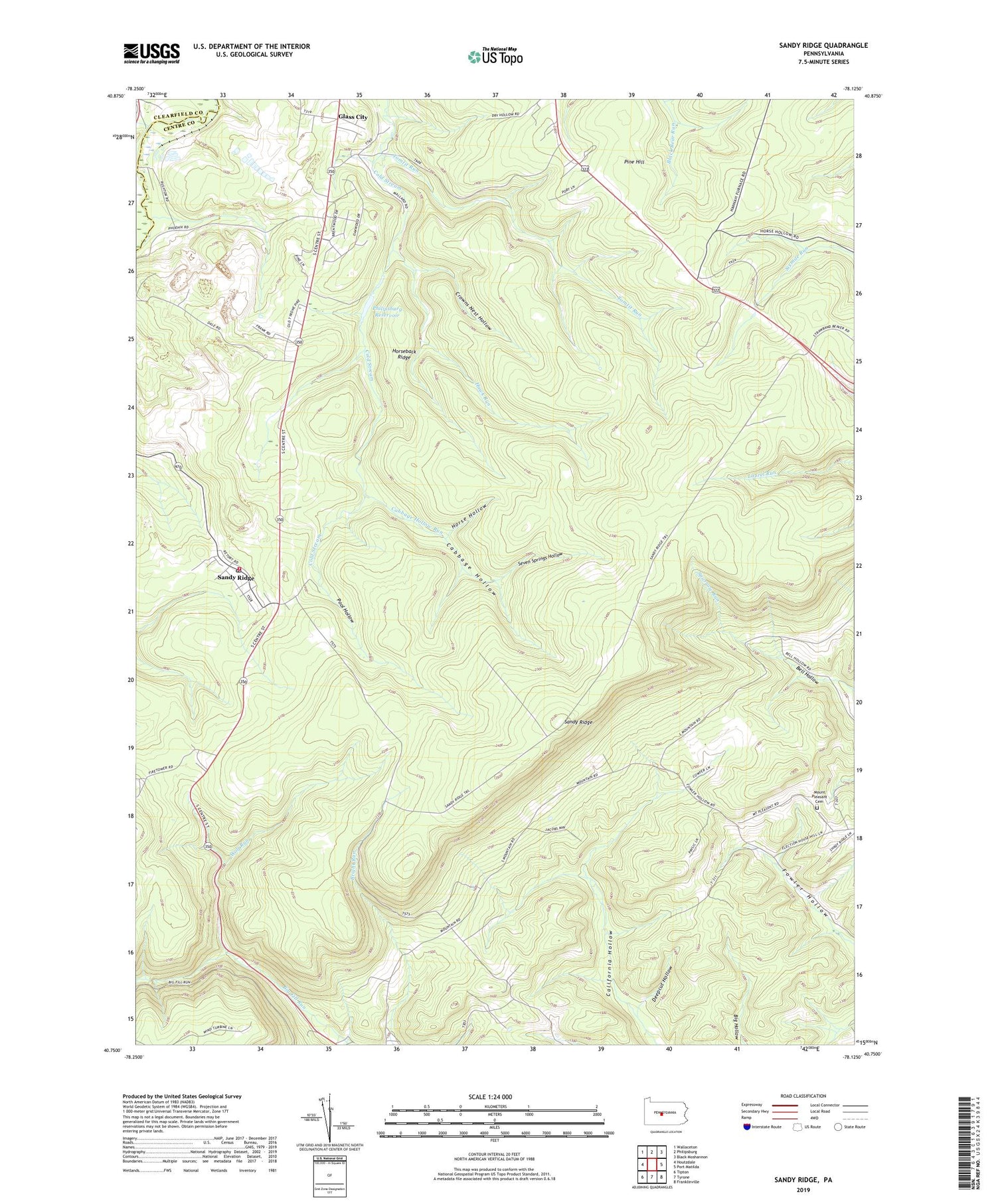 Sandy Ridge Pennsylvania US Topo Map Image