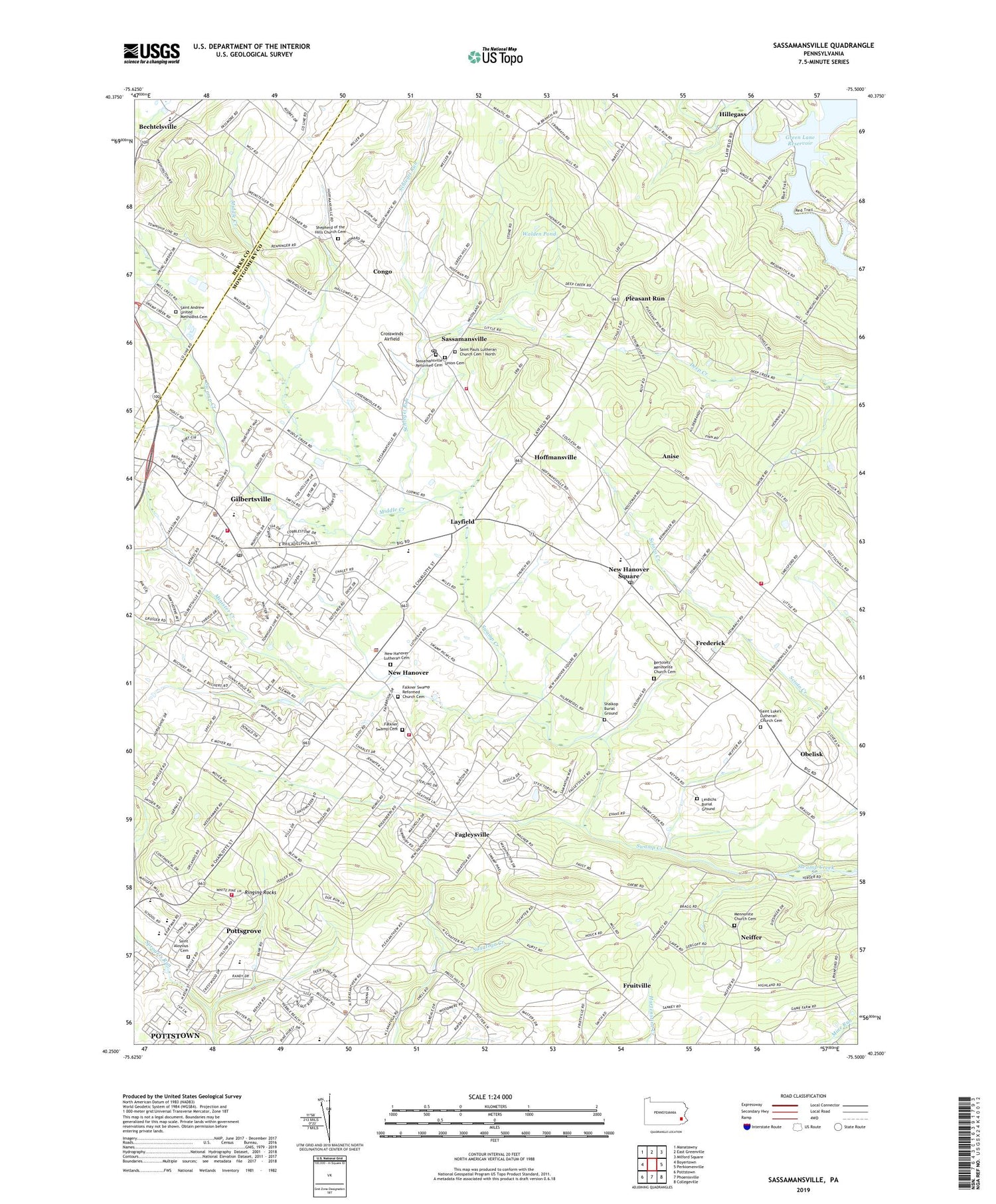 Sassamansville Pennsylvania US Topo Map Image