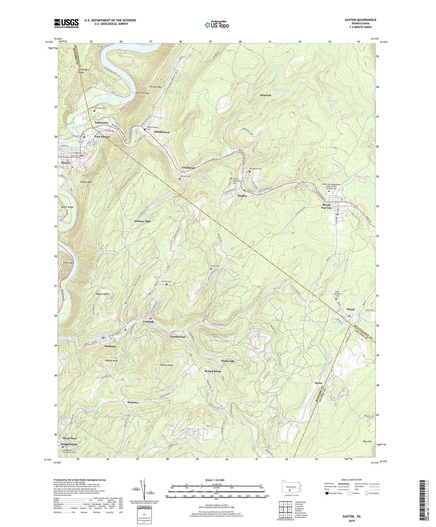 Saxton Pennsylvania US Topo Map Image