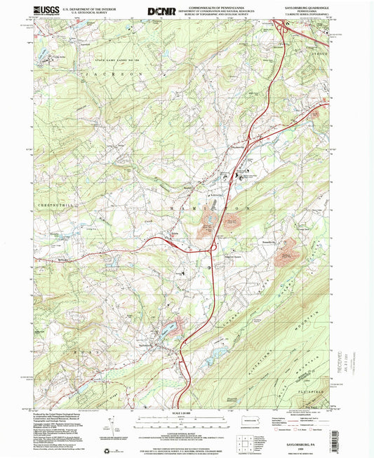Classic USGS Saylorsburg Pennsylvania 7.5'x7.5' Topo Map Image