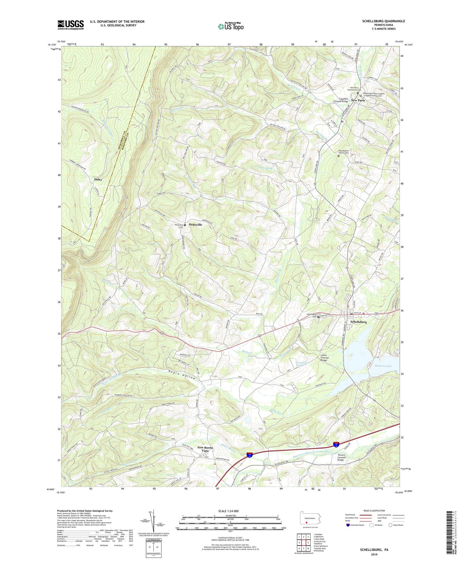 Schellsburg Pennsylvania US Topo Map Image