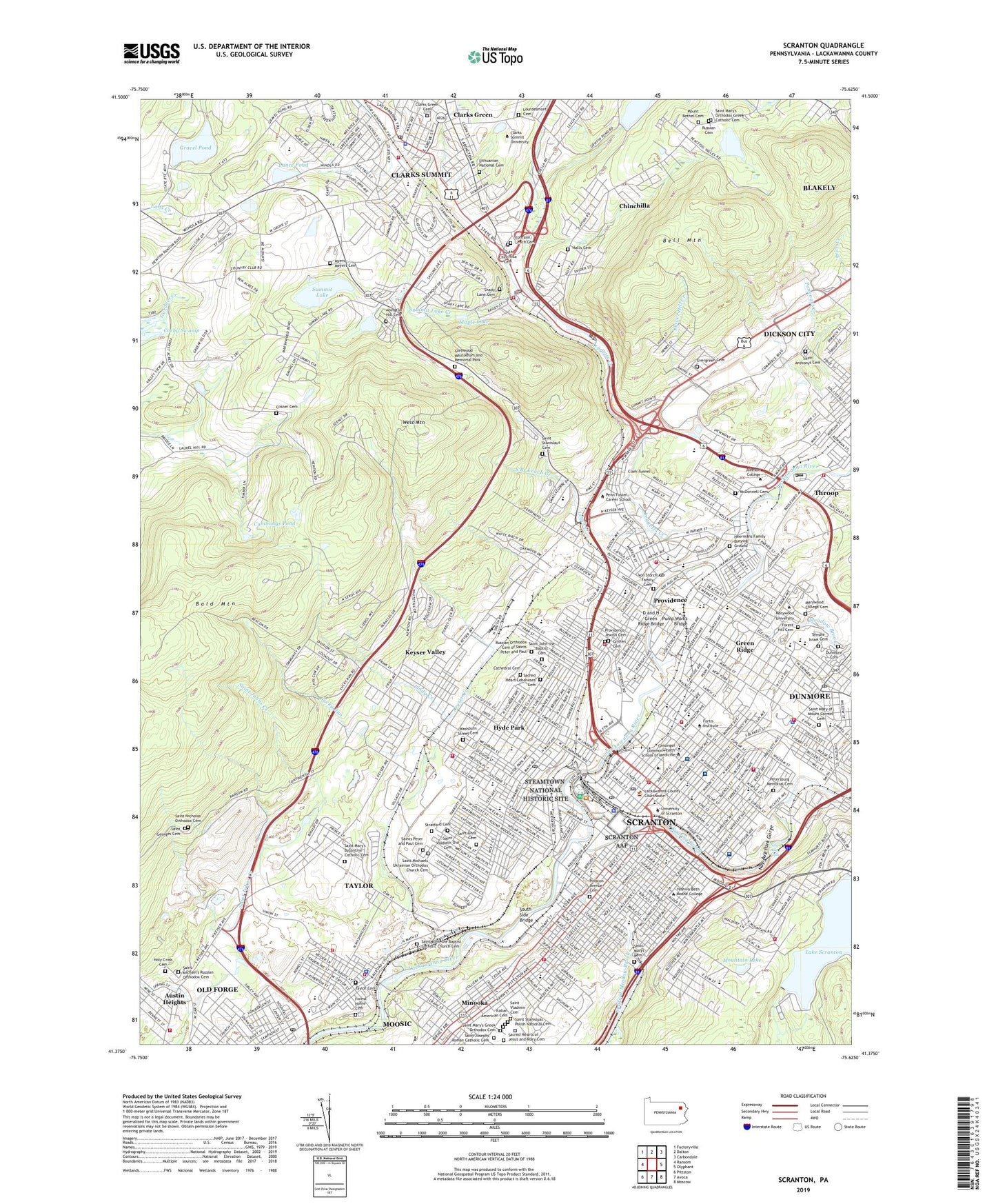 Scranton Pennsylvania US Topo Map Image