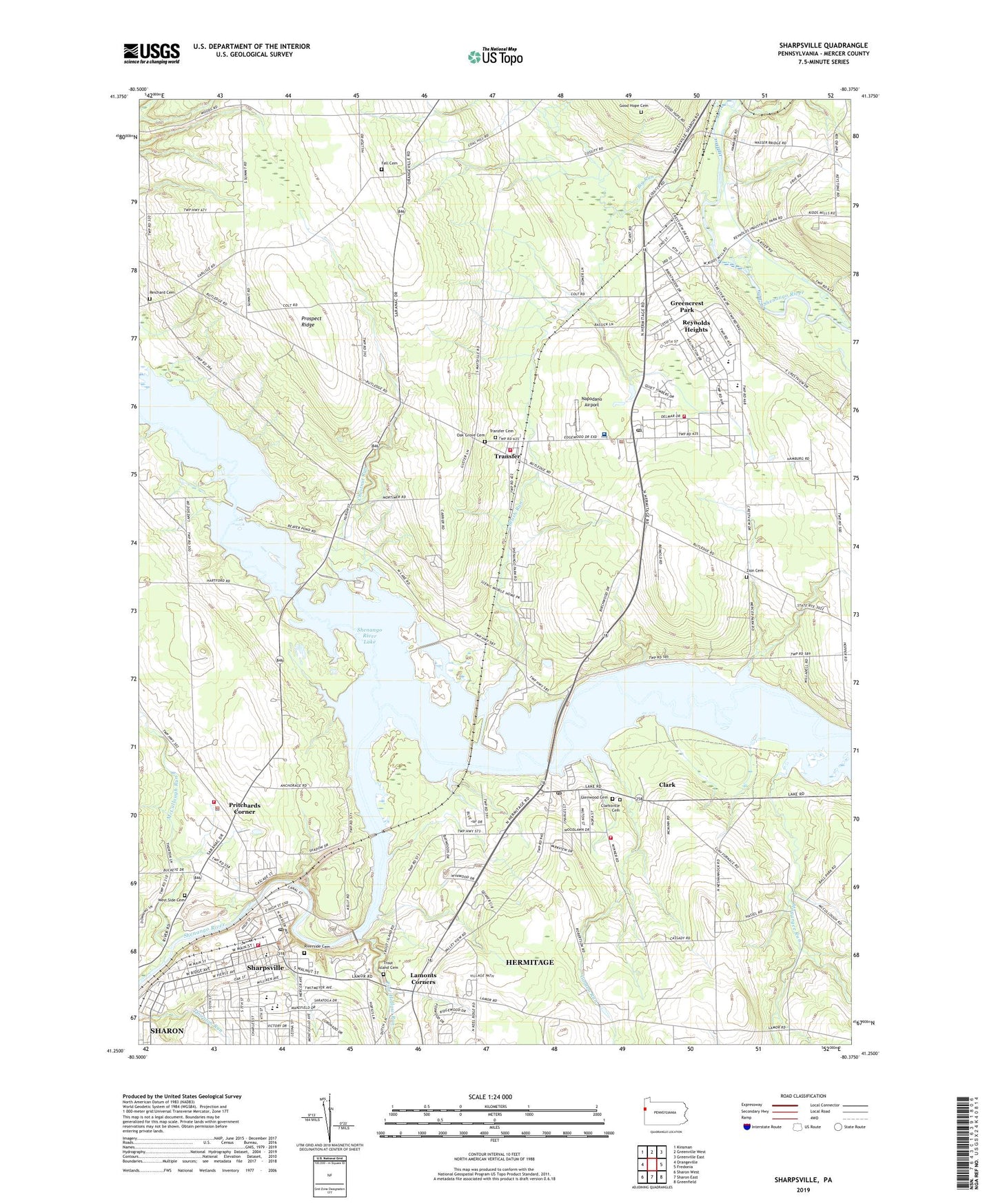 Sharpsville Pennsylvania US Topo Map Image