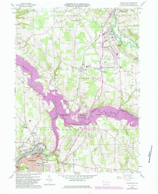 Classic USGS Sharpsville Pennsylvania 7.5'x7.5' Topo Map Image
