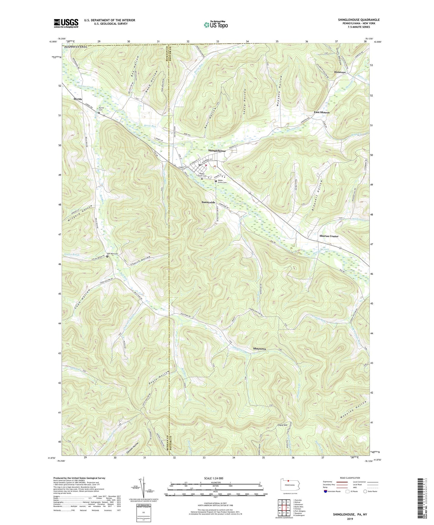 Shinglehouse Pennsylvania US Topo Map Image