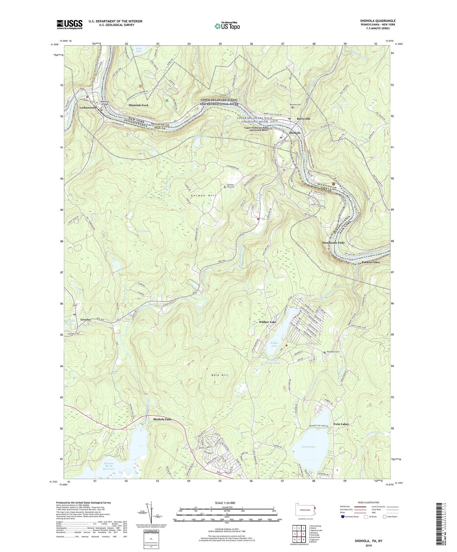 Shohola Pennsylvania US Topo Map Image