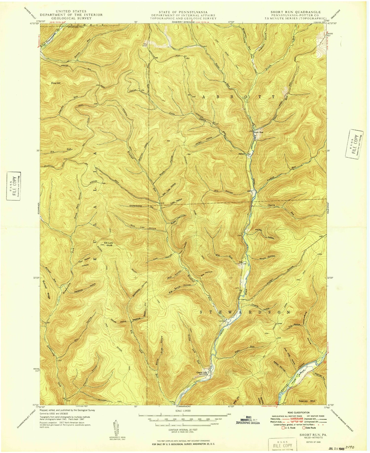 USGS Classic Short Run Pennsylvania 7.5'x7.5' Topo Map Image