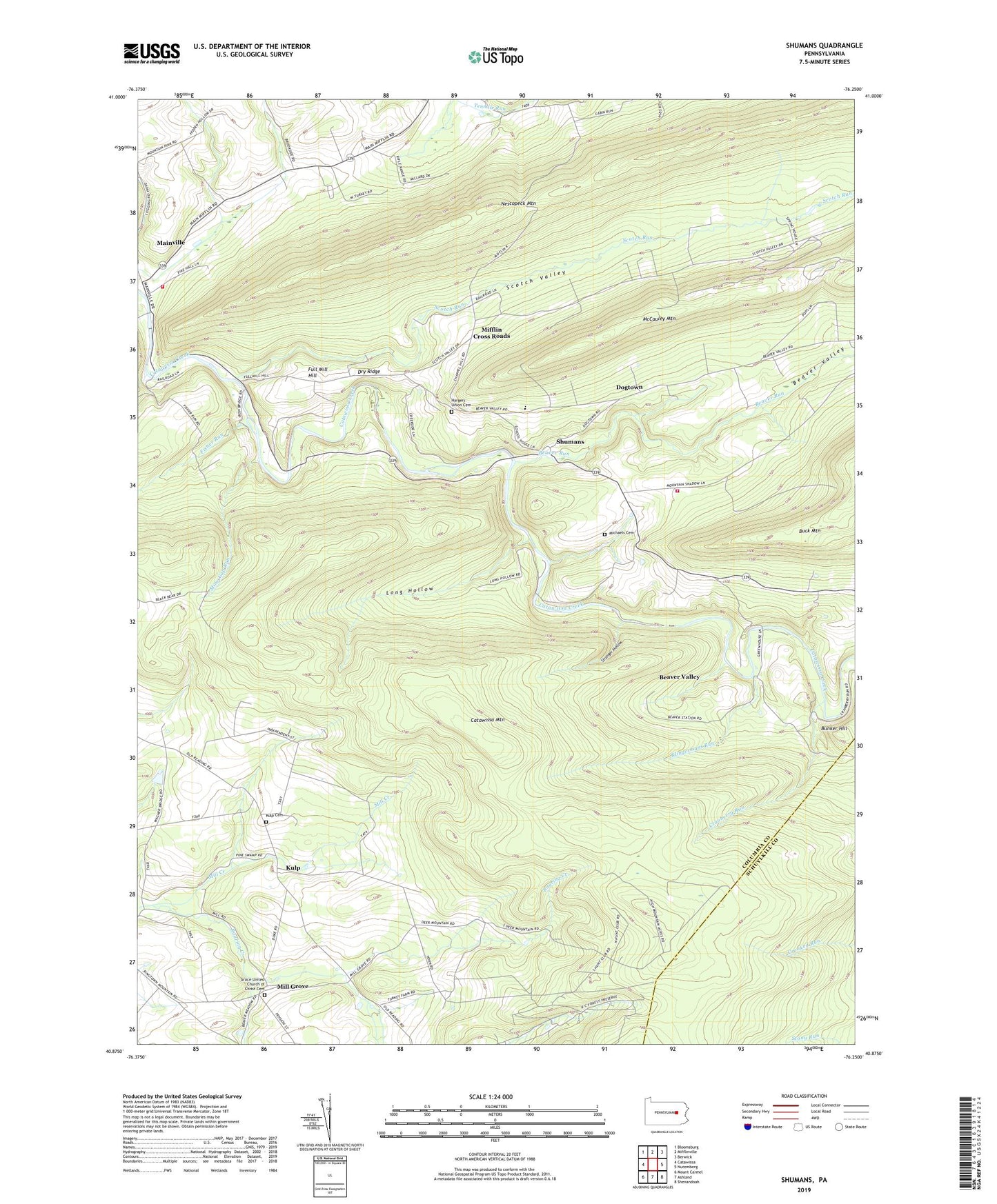 Shumans Pennsylvania US Topo Map Image