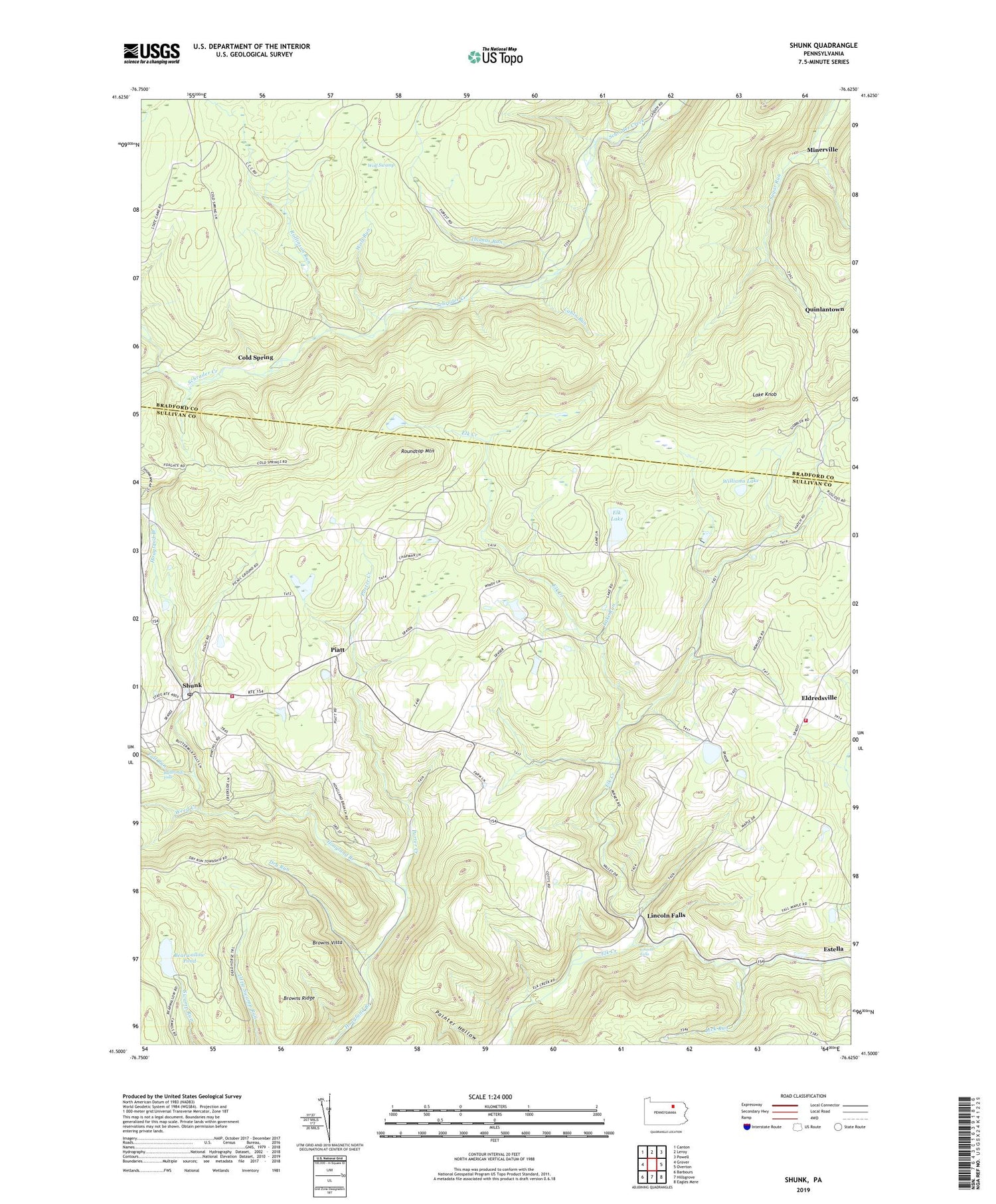 Shunk Pennsylvania US Topo Map Image