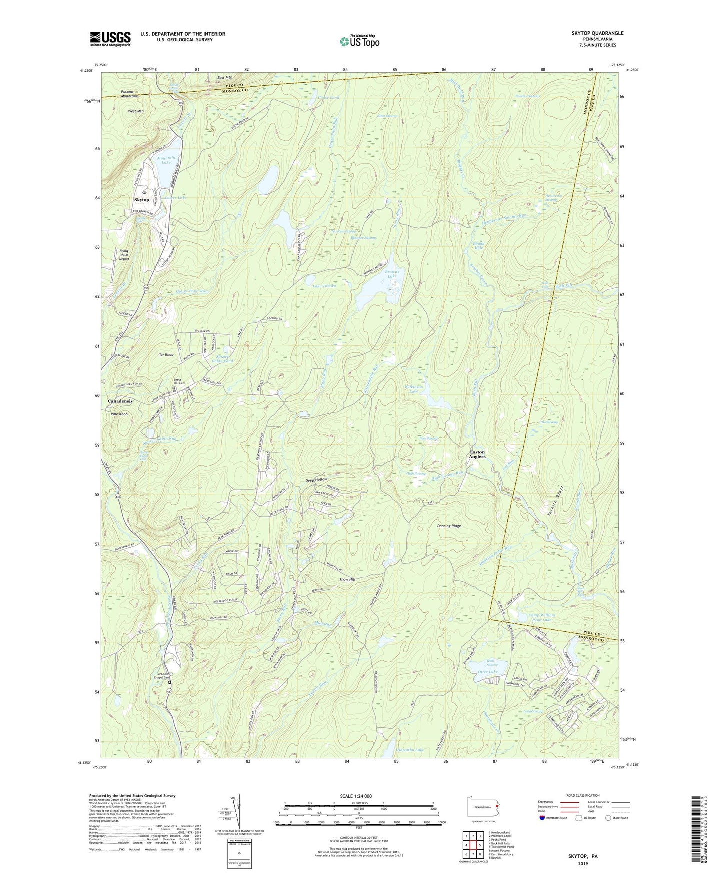 Skytop Pennsylvania US Topo Map Image