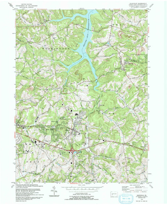 Classic USGS Slickville Pennsylvania 7.5'x7.5' Topo Map Image