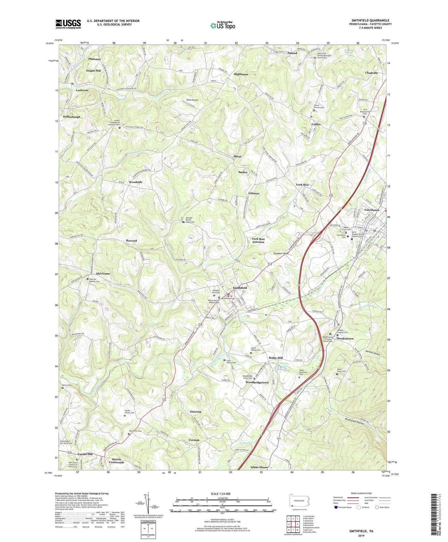 Smithfield Pennsylvania US Topo Map Image