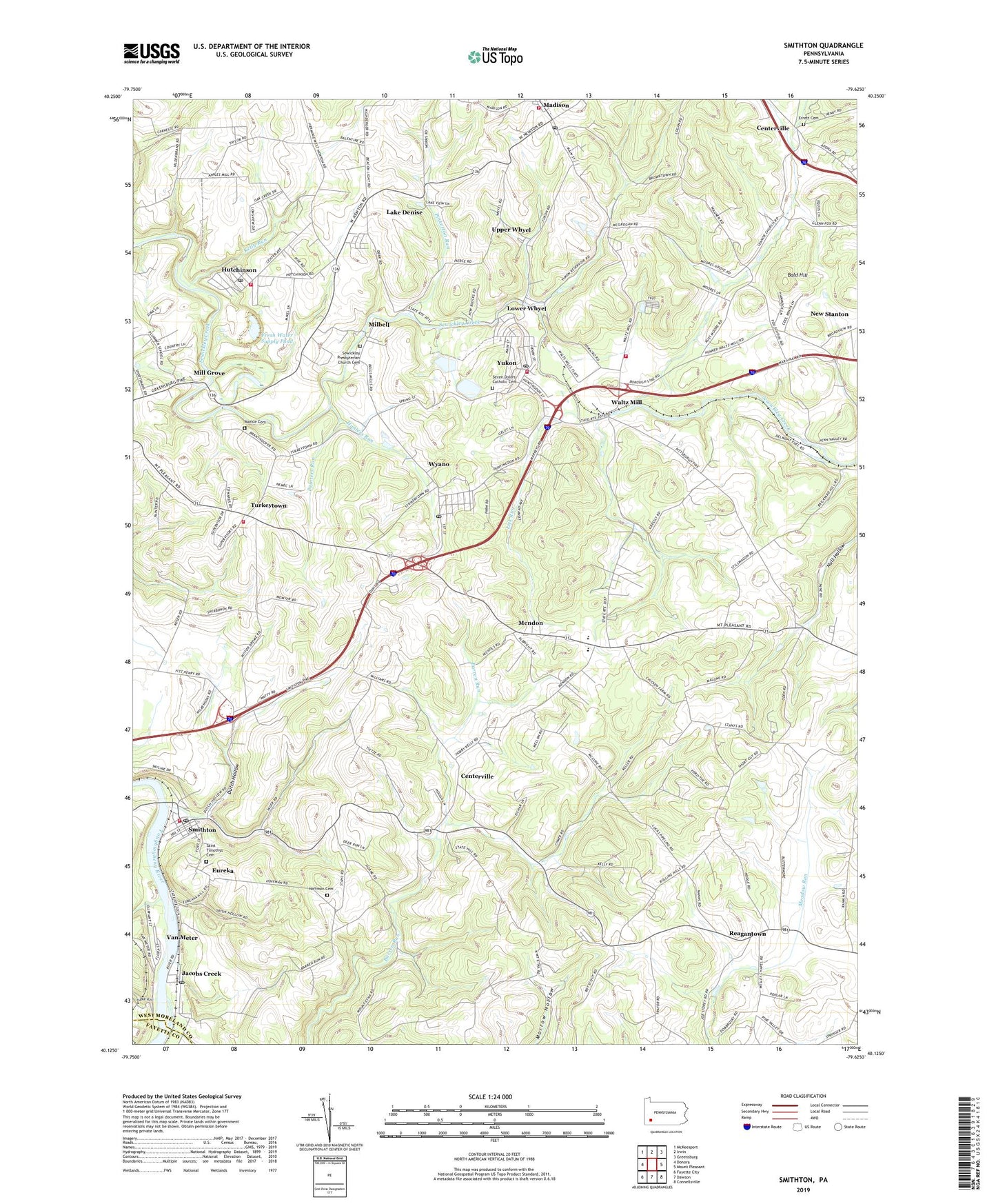 Smithton Pennsylvania US Topo Map Image