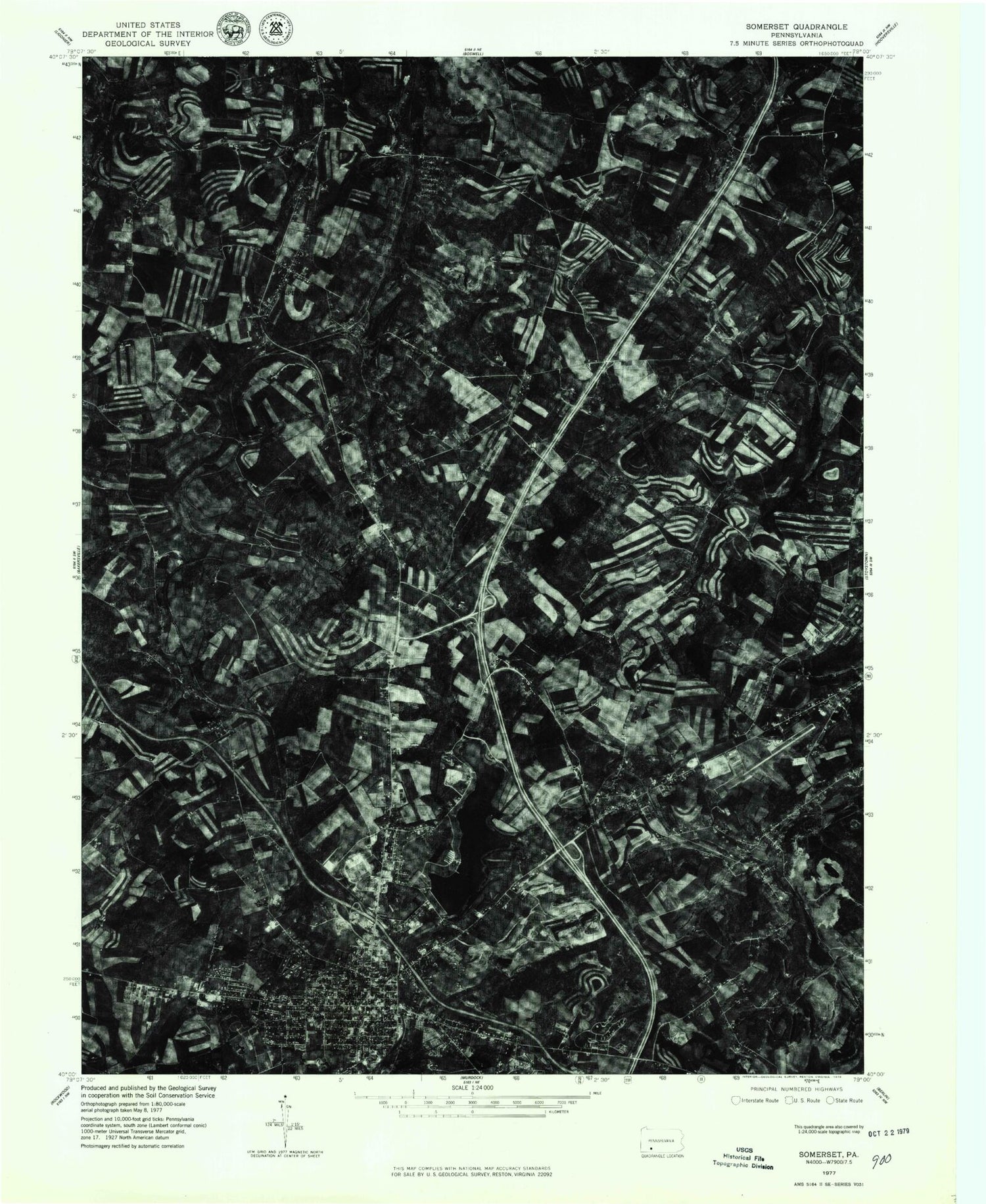 Classic USGS Somerset Pennsylvania 7.5'x7.5' Topo Map Image
