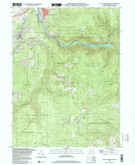 Classic USGS South Connellsville Pennsylvania 7.5'x7.5' Topo Map Image