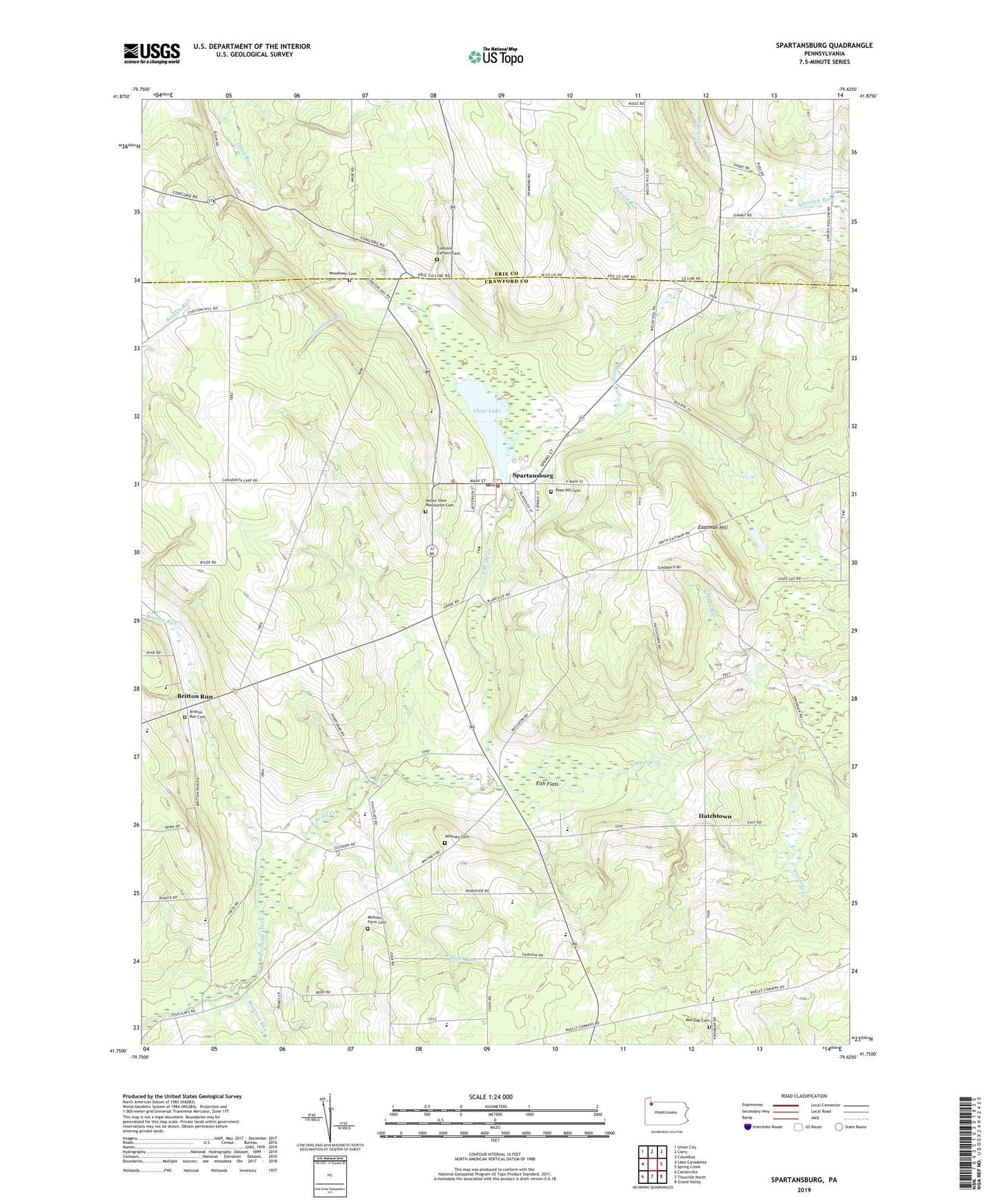 Spartansburg Pennsylvania US Topo Map Image