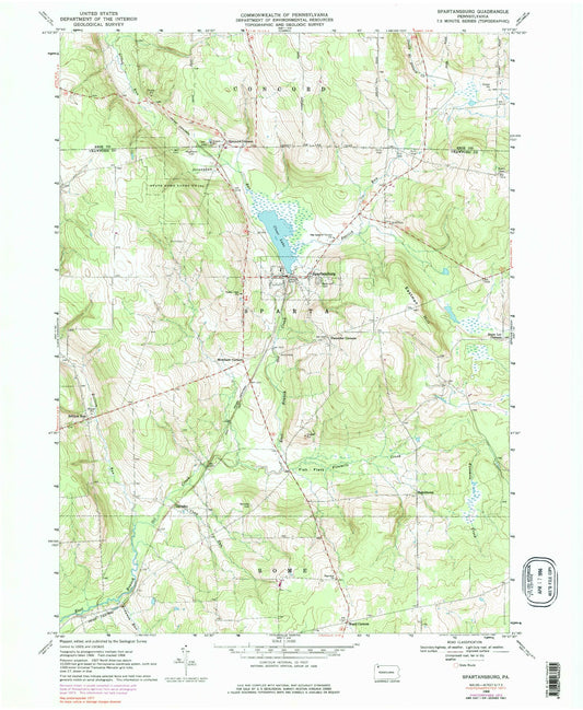 Classic USGS Spartansburg Pennsylvania 7.5'x7.5' Topo Map Image