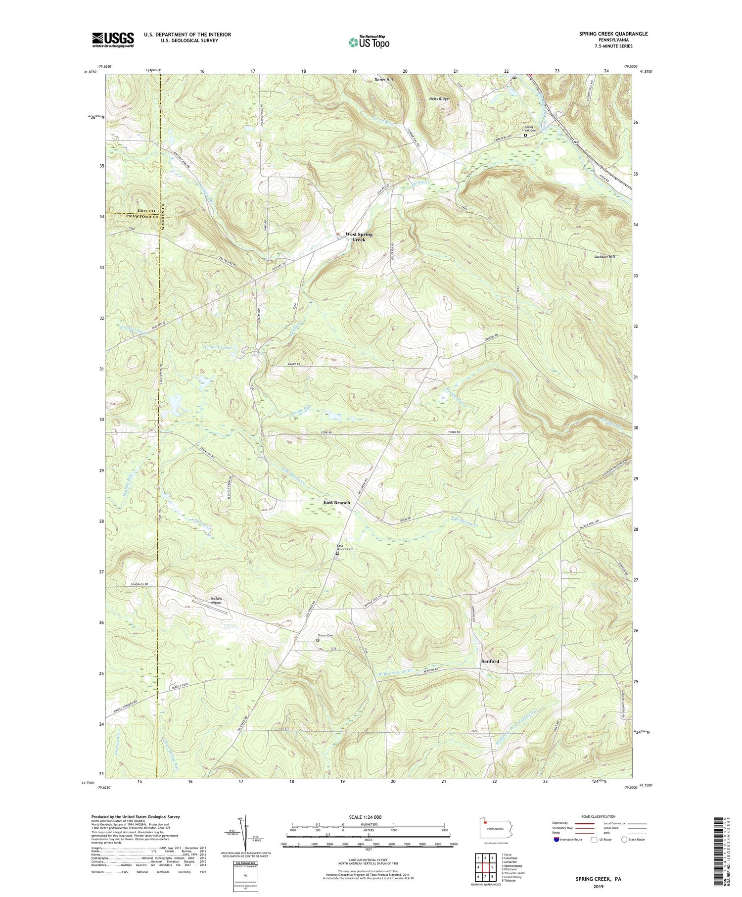 Spring Creek Pennsylvania US Topo Map Image