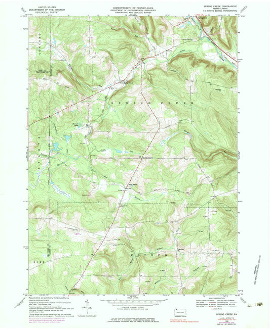 Classic USGS Spring Creek Pennsylvania 7.5'x7.5' Topo Map Image