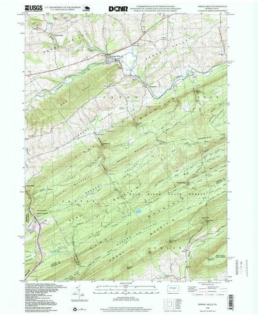 Classic USGS Spring Mills Pennsylvania 7.5'x7.5' Topo Map Image