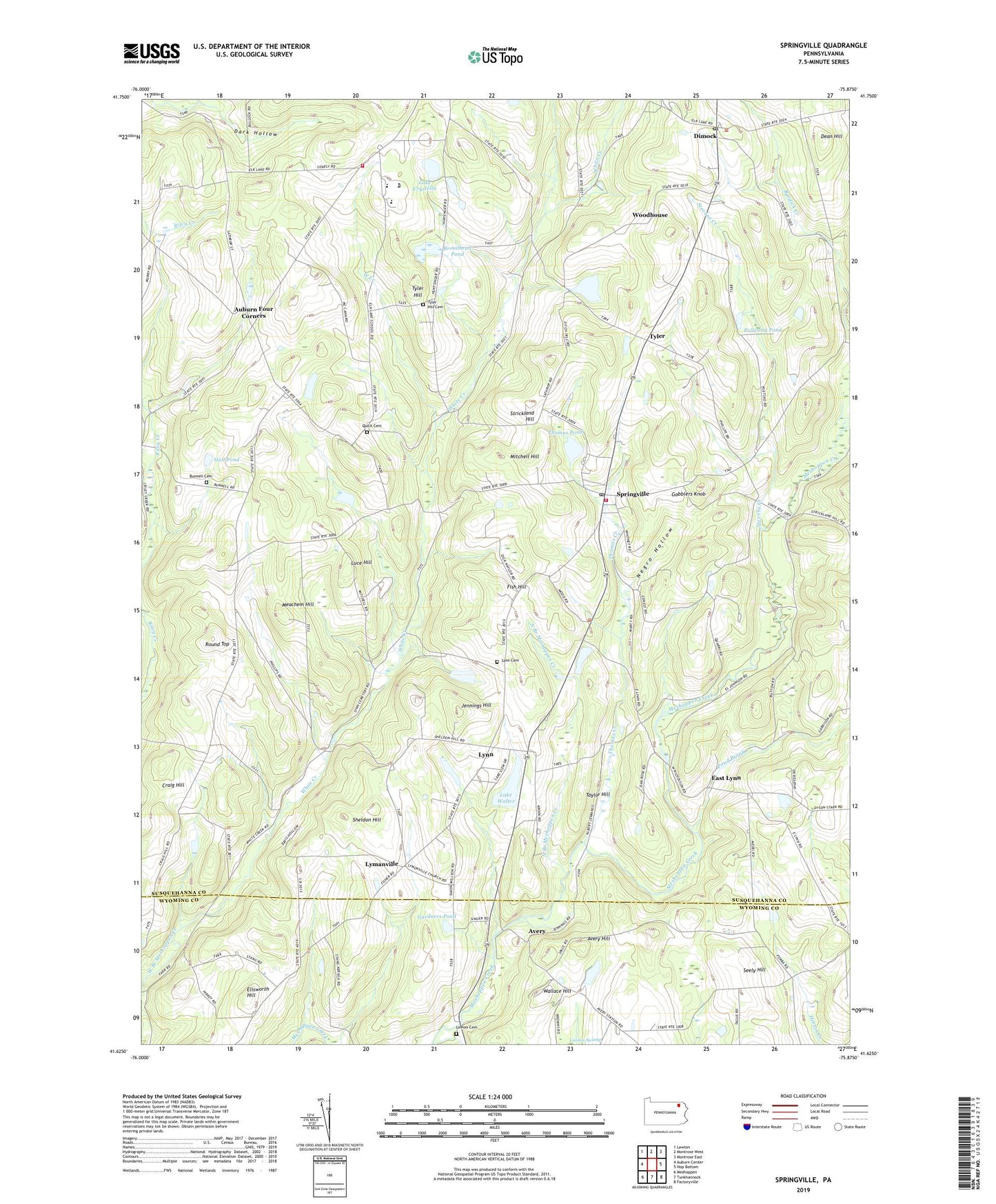 Springville Pennsylvania US Topo Map Image