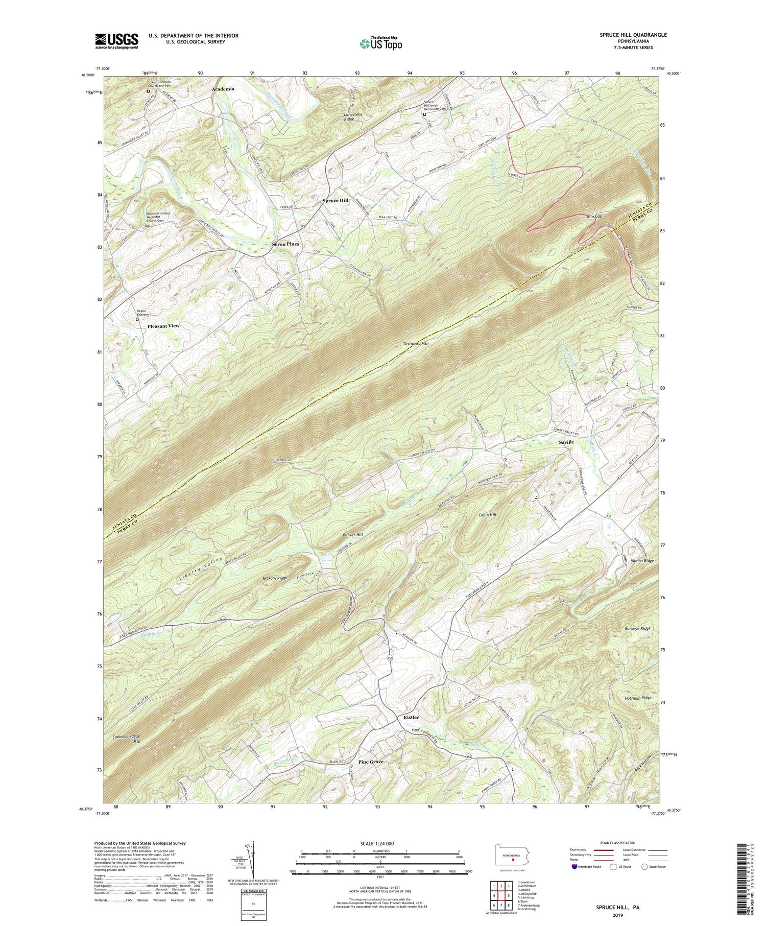 Spruce Hill Pennsylvania US Topo Map Image