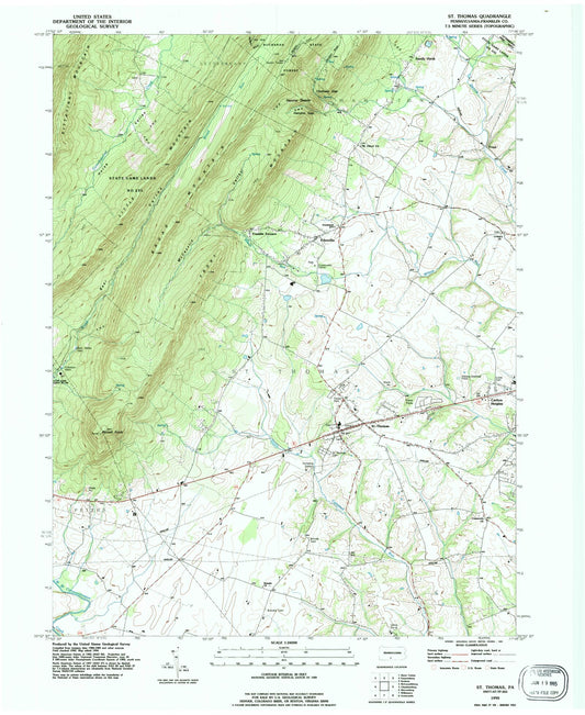 Classic USGS Saint Thomas Pennsylvania 7.5'x7.5' Topo Map Image