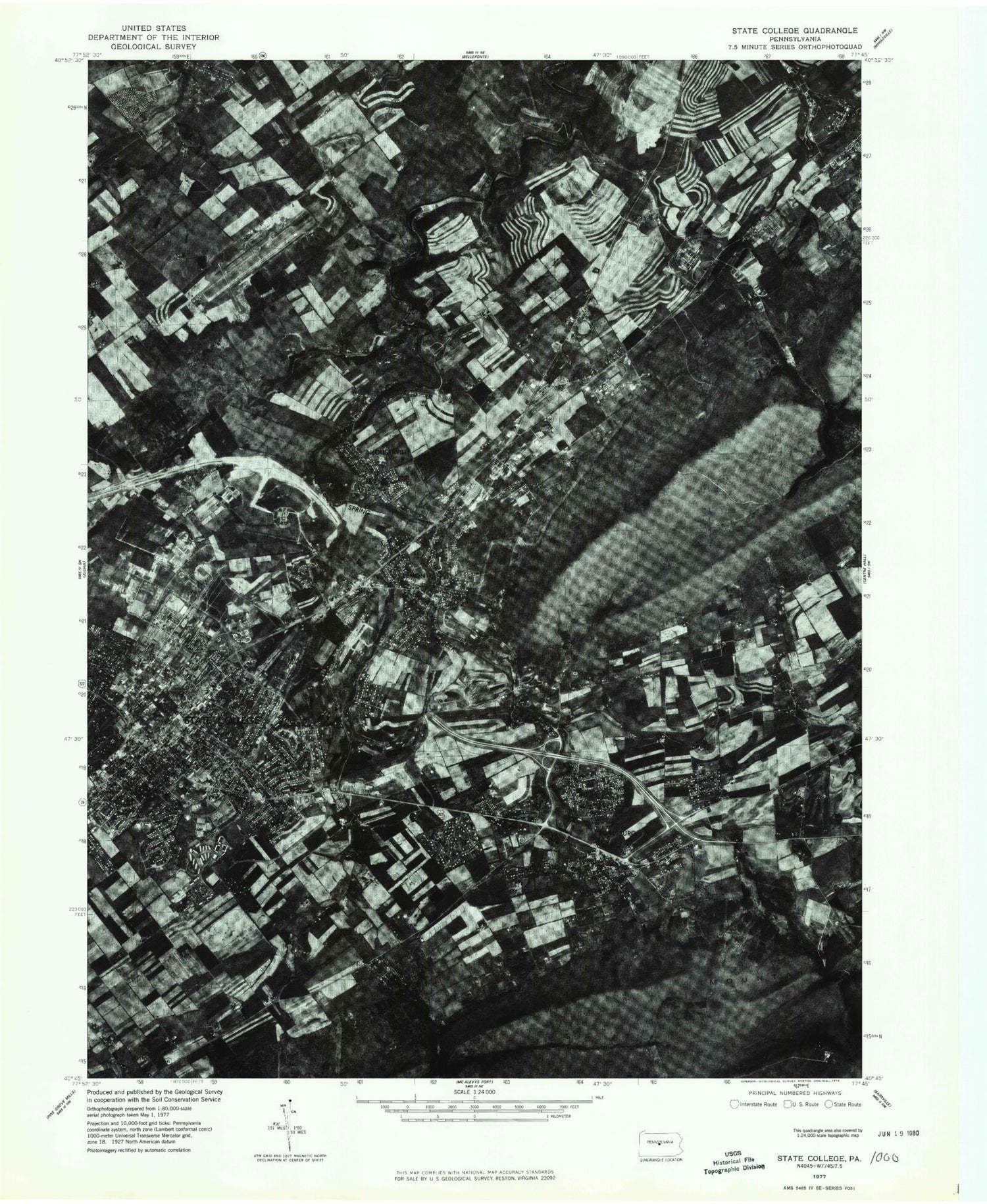 Classic USGS State College Pennsylvania 7.5'x7.5' Topo Map Image