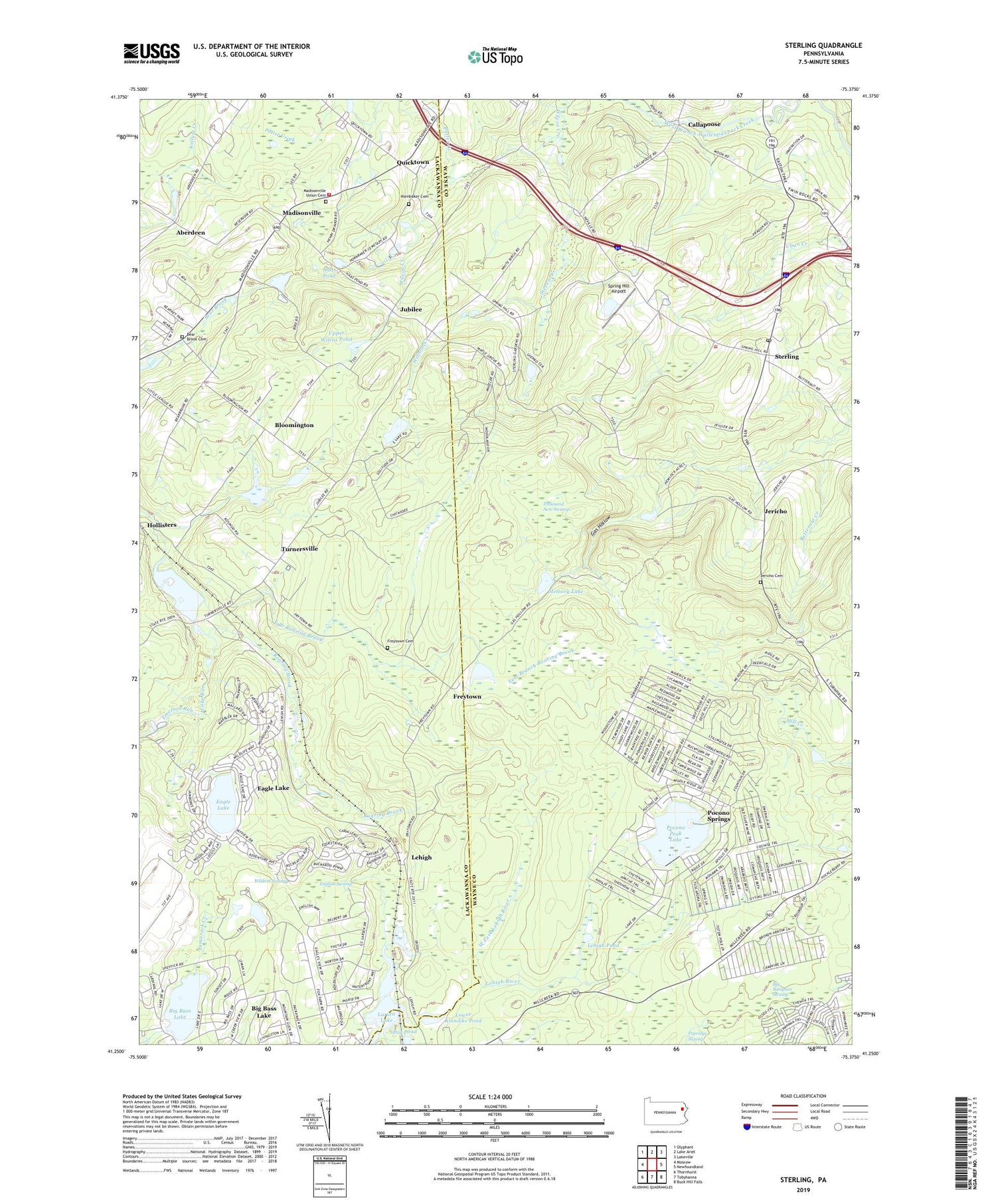 Sterling Pennsylvania US Topo Map Image