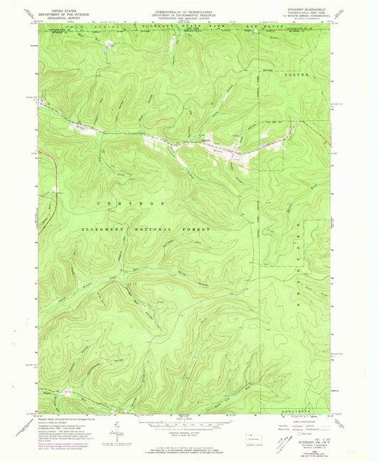 Classic USGS Stickney Pennsylvania 7.5'x7.5' Topo Map Image