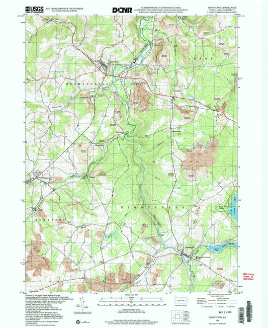 Classic USGS Stoystown Pennsylvania 7.5'x7.5' Topo Map Image