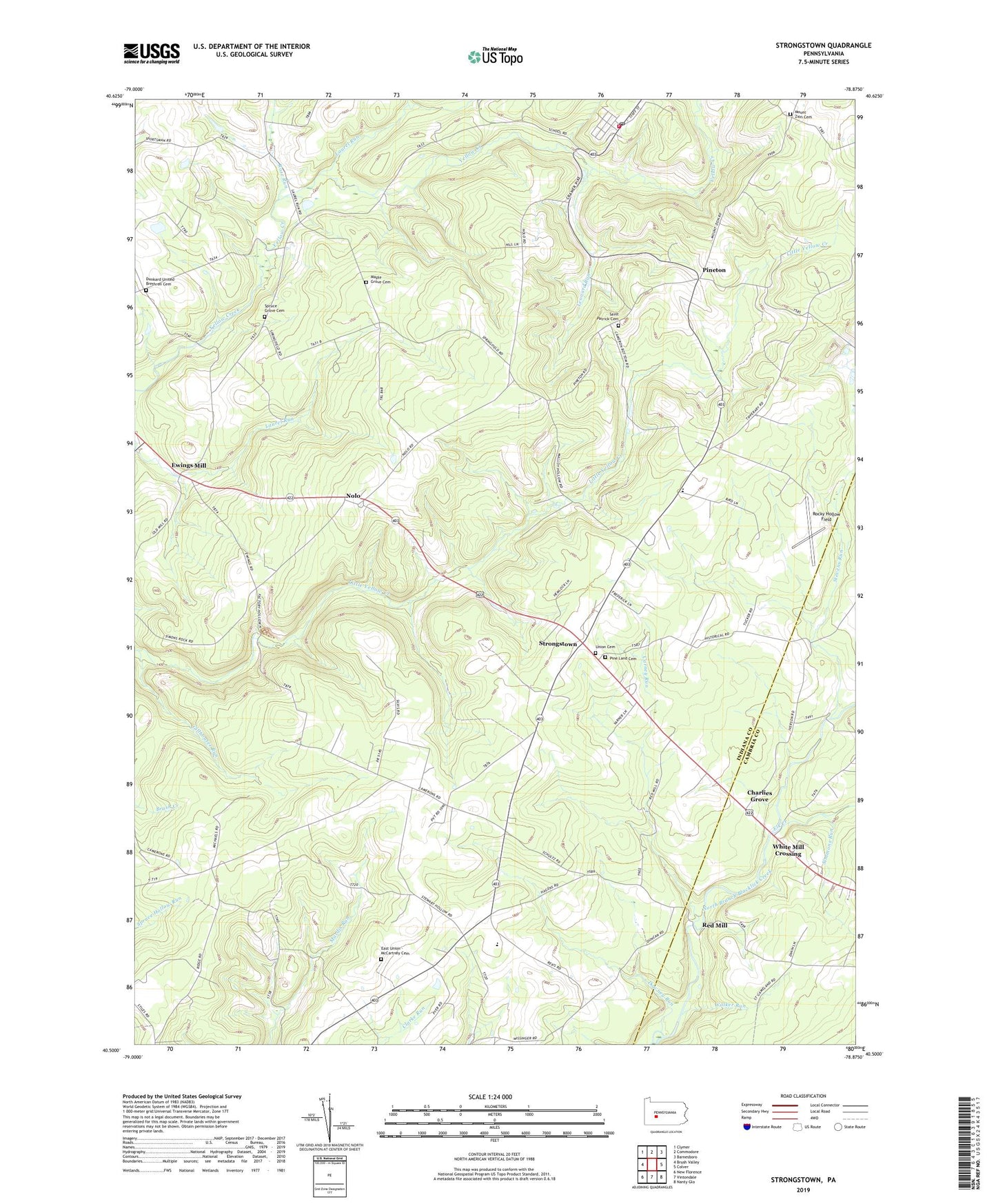Strongstown Pennsylvania US Topo Map Image