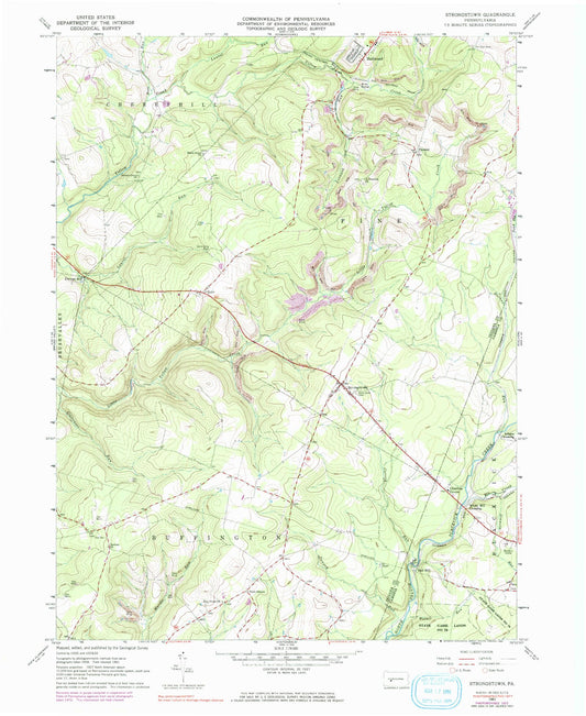 Classic USGS Strongstown Pennsylvania 7.5'x7.5' Topo Map Image