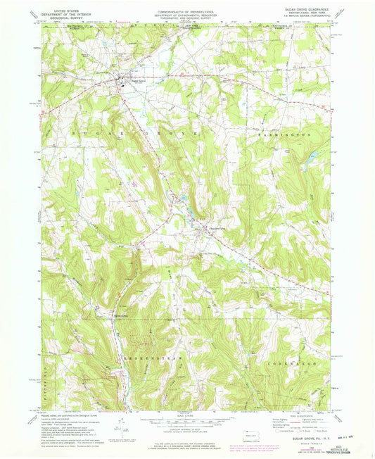Classic USGS Sugar Grove Pennsylvania 7.5'x7.5' Topo Map Image