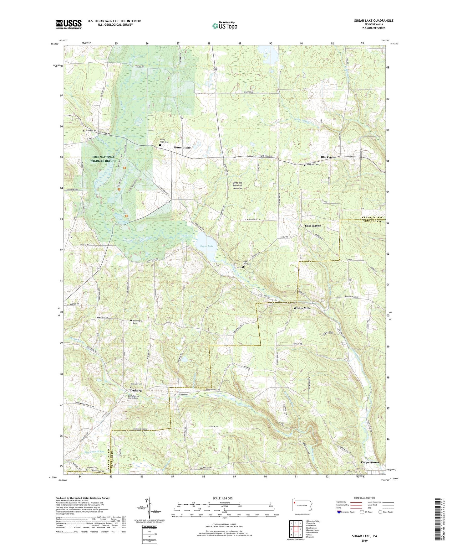Sugar Lake Pennsylvania US Topo Map Image