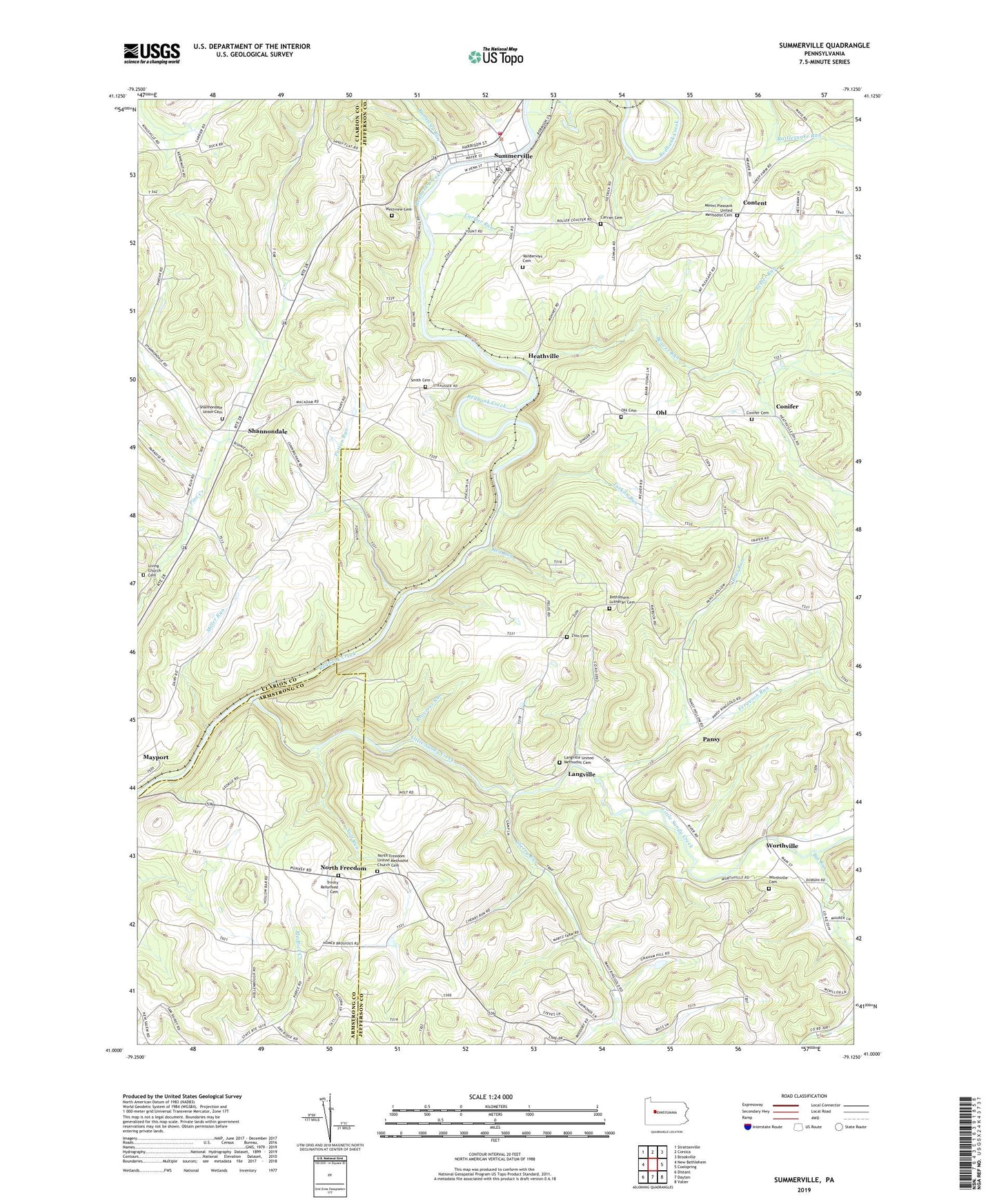 Summerville Pennsylvania US Topo Map Image