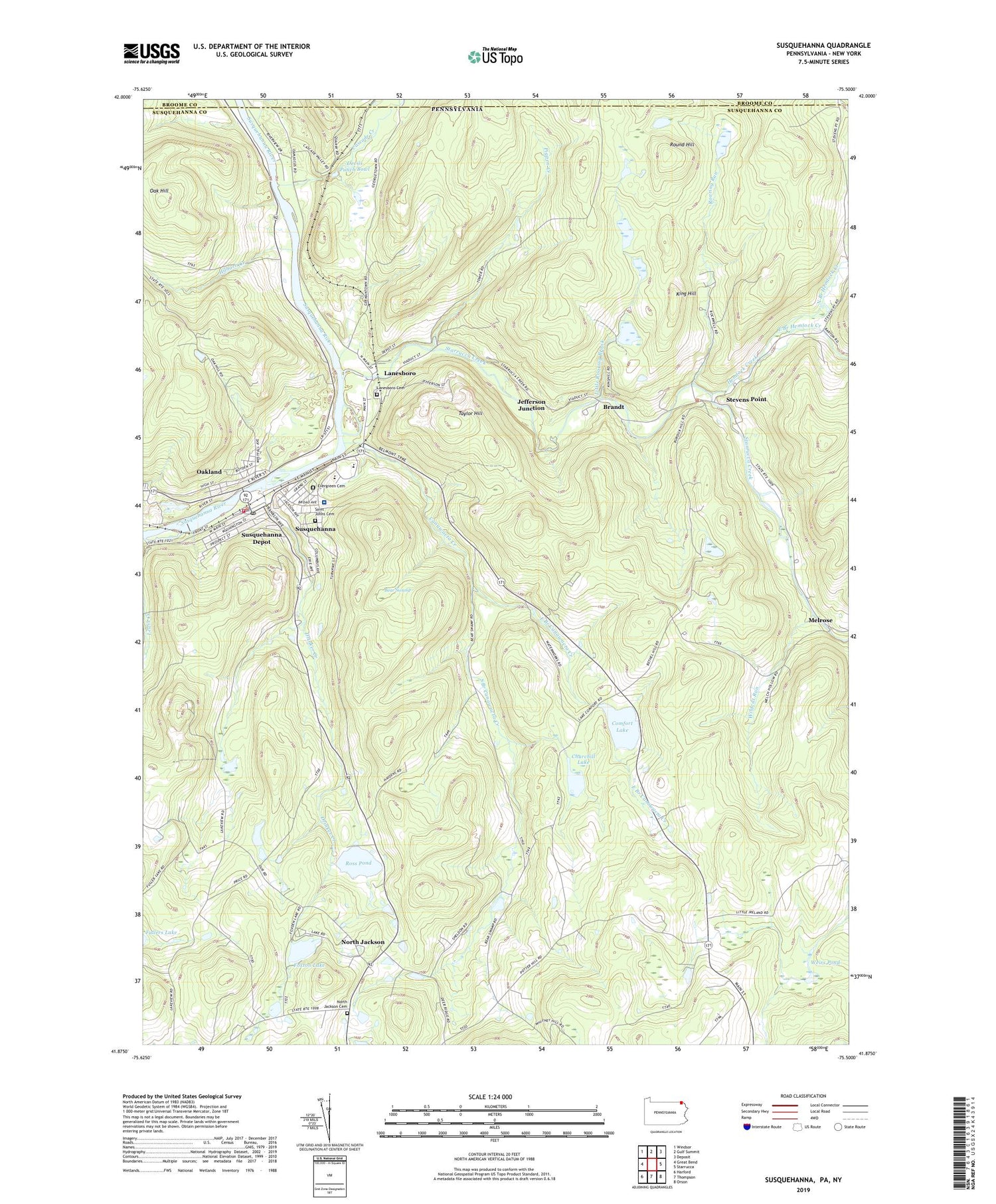 Susquehanna Pennsylvania US Topo Map Image