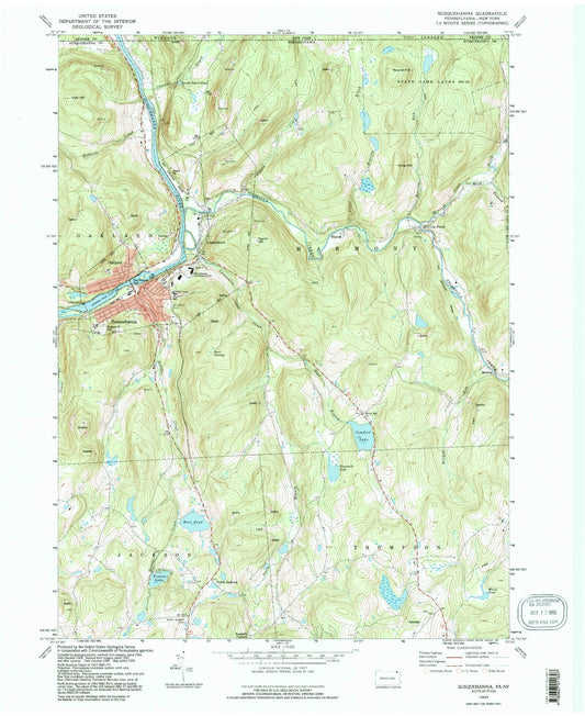 Classic USGS Susquehanna Pennsylvania 7.5'x7.5' Topo Map Image