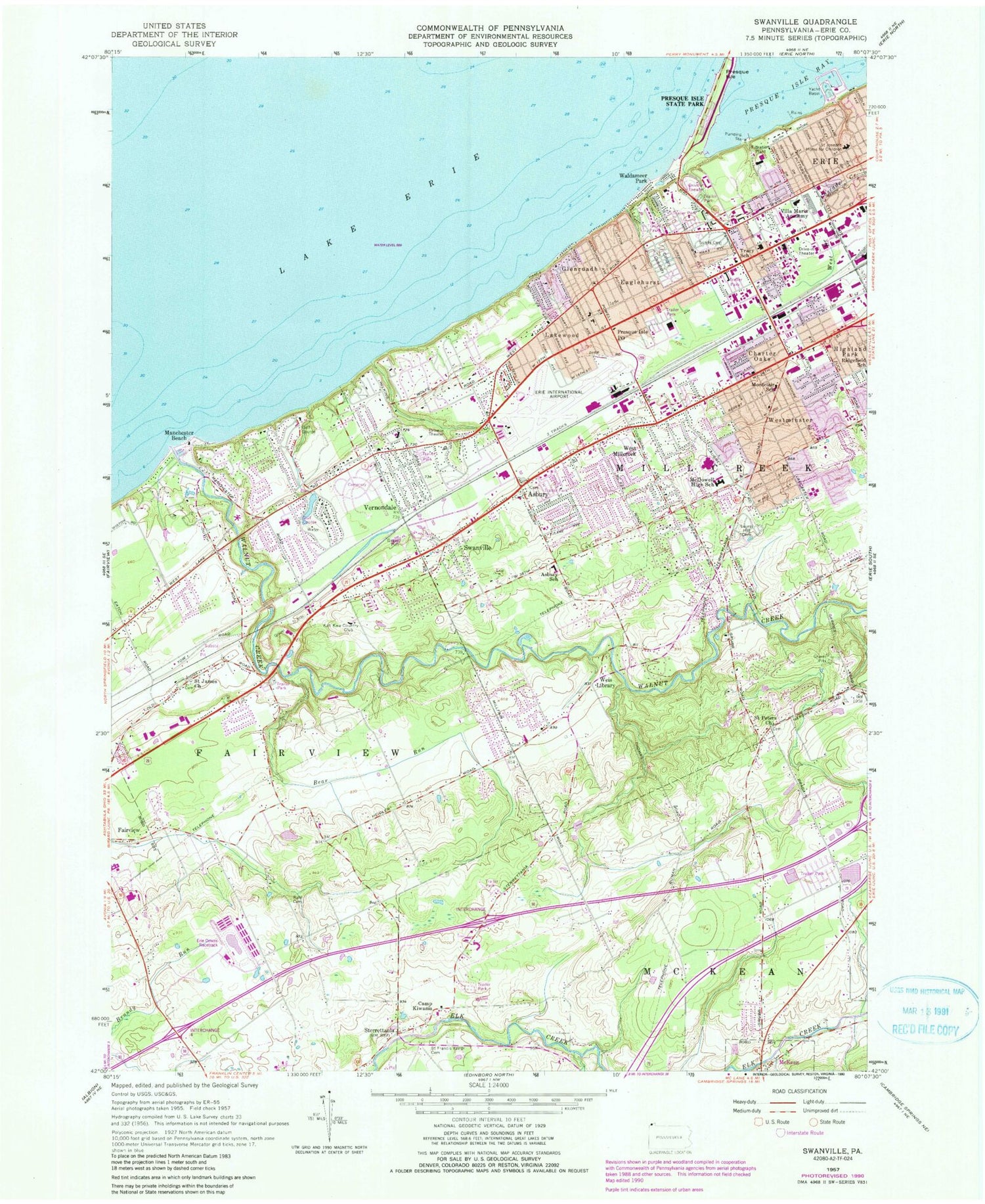 Classic USGS Swanville Pennsylvania 7.5'x7.5' Topo Map Image