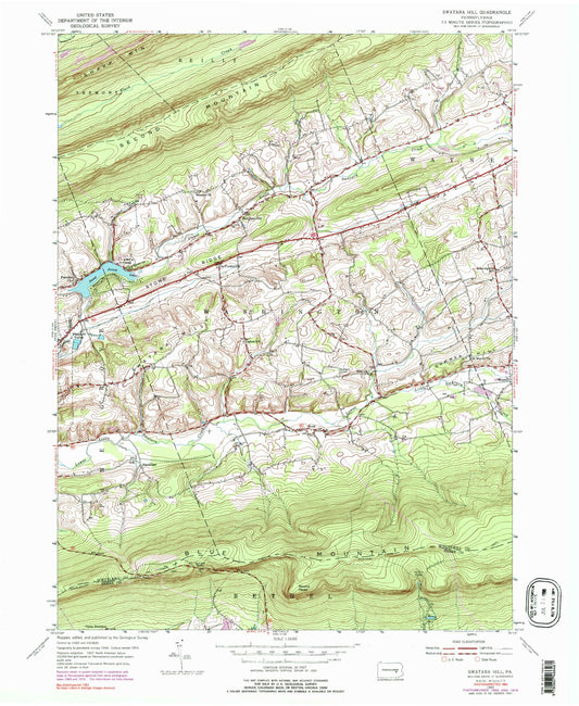 Classic USGS Swatara Hill Pennsylvania 7.5'x7.5' Topo Map Image