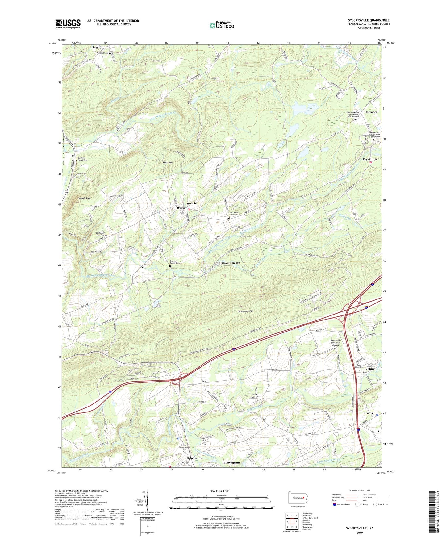 Sybertsville Pennsylvania US Topo Map Image