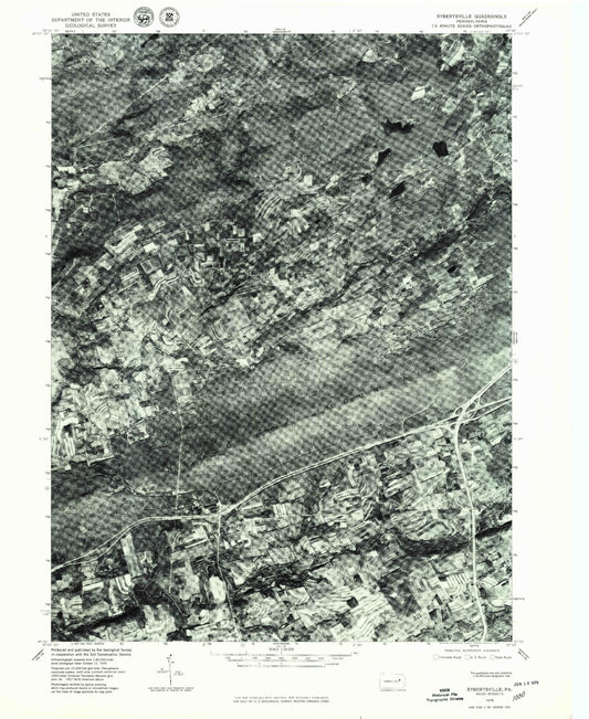 Classic USGS Sybertsville Pennsylvania 7.5'x7.5' Topo Map Image