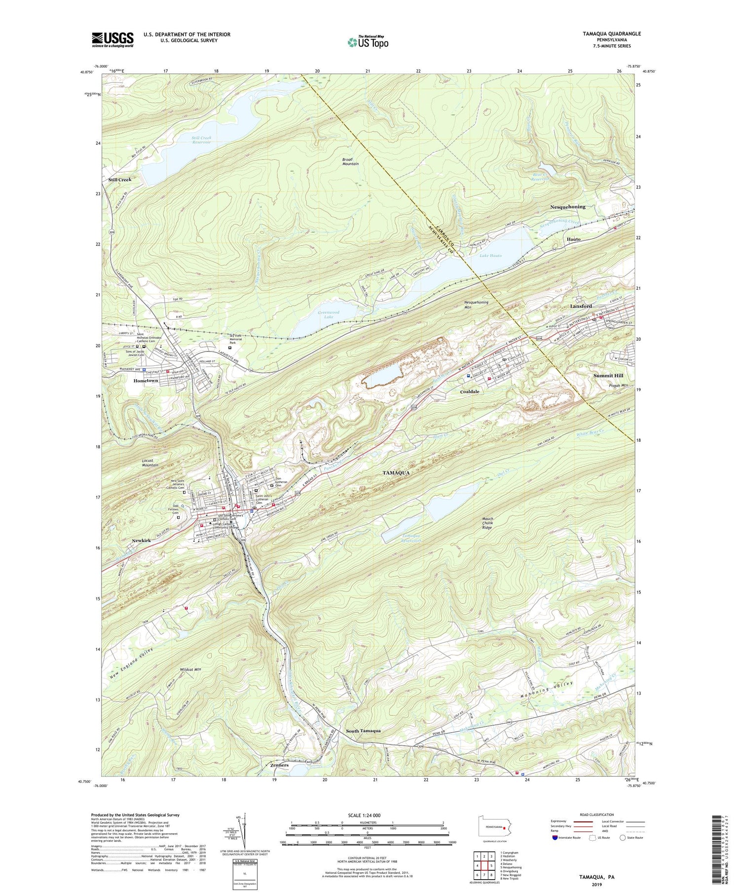 Tamaqua Pennsylvania US Topo Map Image