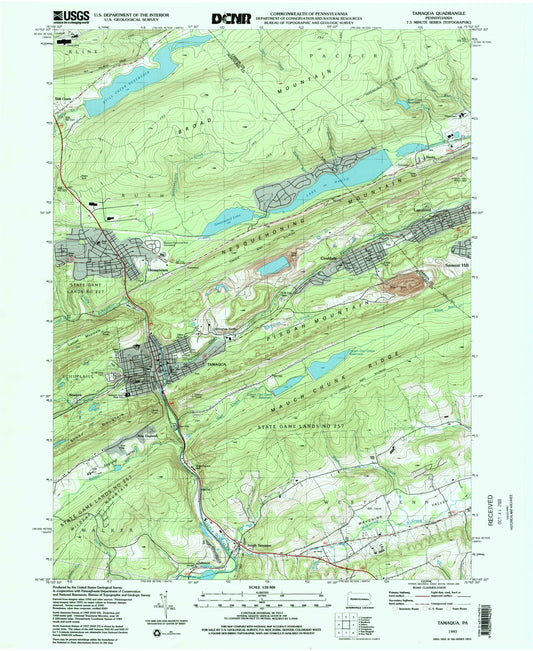 Classic USGS Tamaqua Pennsylvania 7.5'x7.5' Topo Map Image