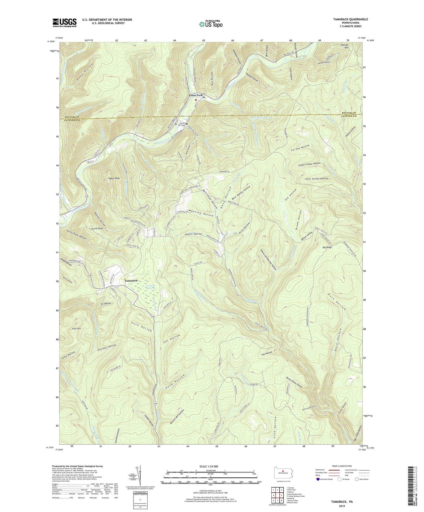 Tamarack Pennsylvania US Topo Map Image